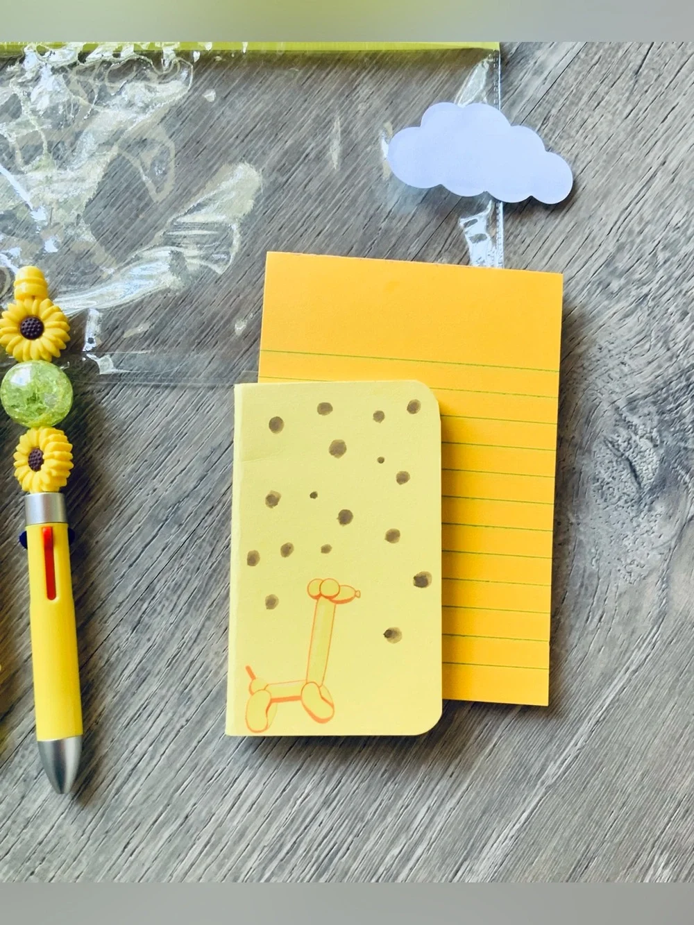NEW📚 Homemade Crafted Stationery Set w/ Pouch Yellow